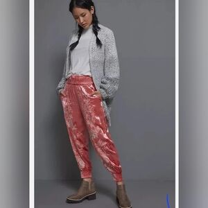 Anthropologie Rosie Coral/Salmon Floral Joggers.Size S